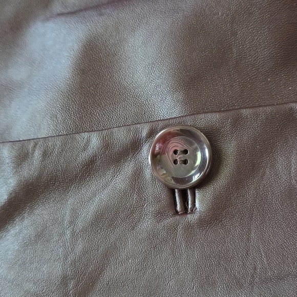 Neiman Marcus 4 button long leather Burgundy wine button two pocket jacket XL - Picture 5 of 17